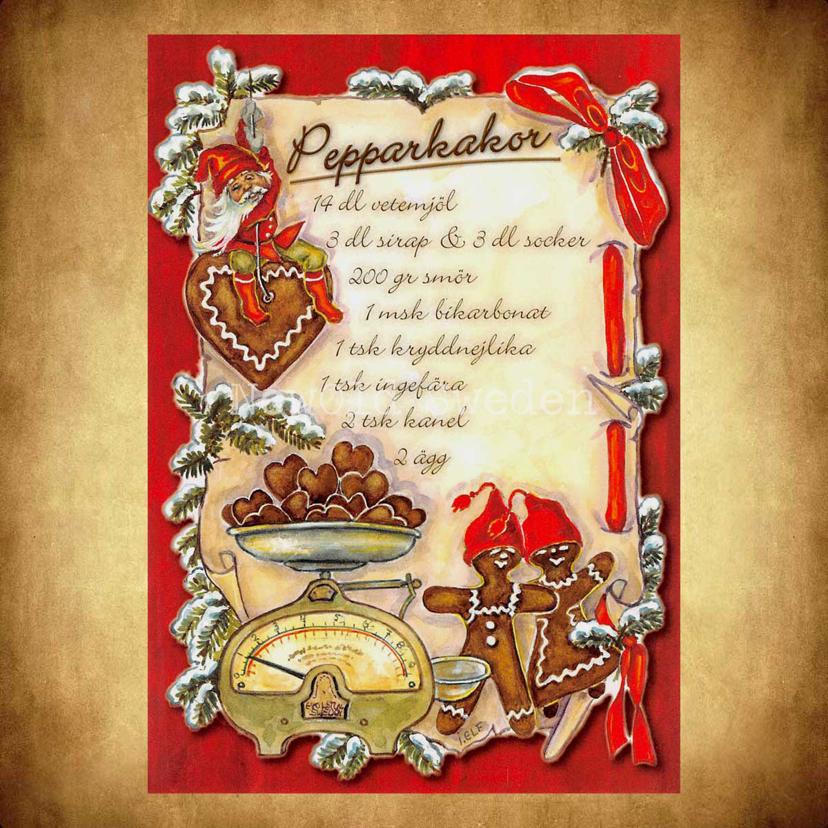 Pepparkakor - Julkort Receptvykort - Ingrid Elf - 960 - 2
