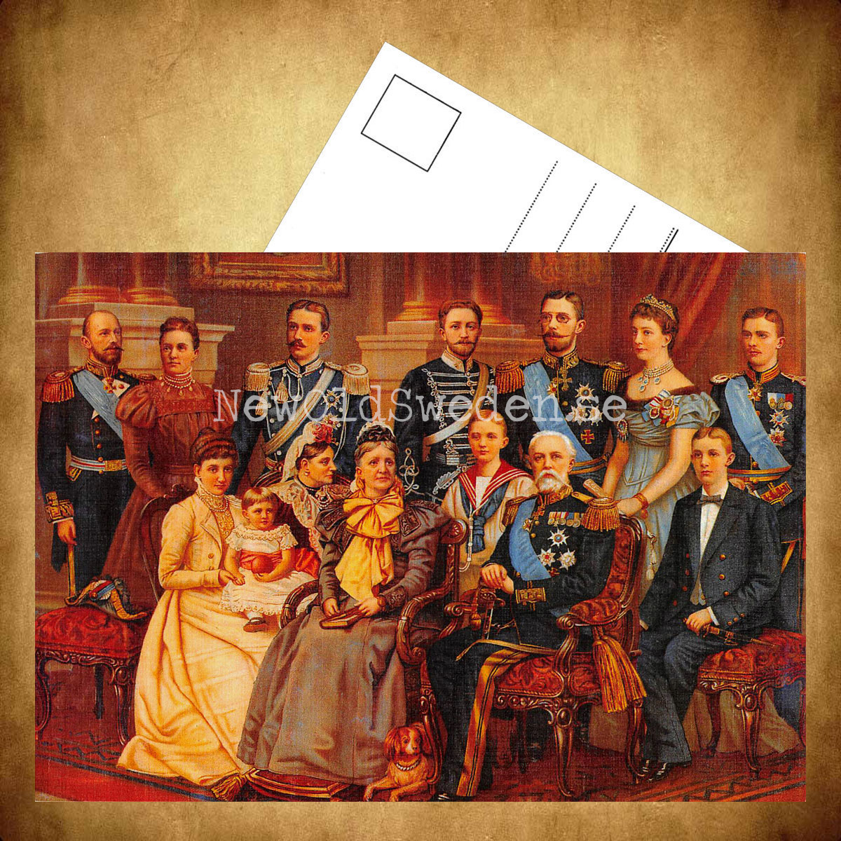 Konung Oscar II och hans familj, ca. 1900 - Vykort A5 - 3