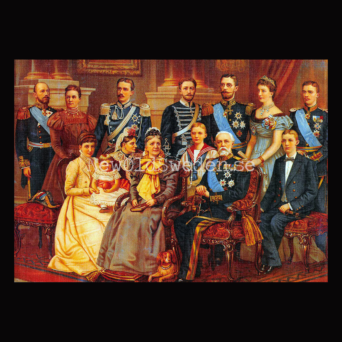 Konung Oscar II och hans familj, ca. 1900 - Vykort A5
