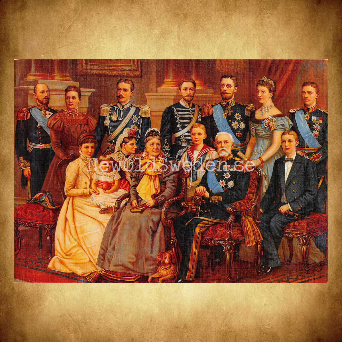 Konung Oscar II och hans familj, ca. 1900 - Vykort A5 - 2