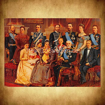 Konung Oscar II och hans familj, ca. 1900 - Vykort A5