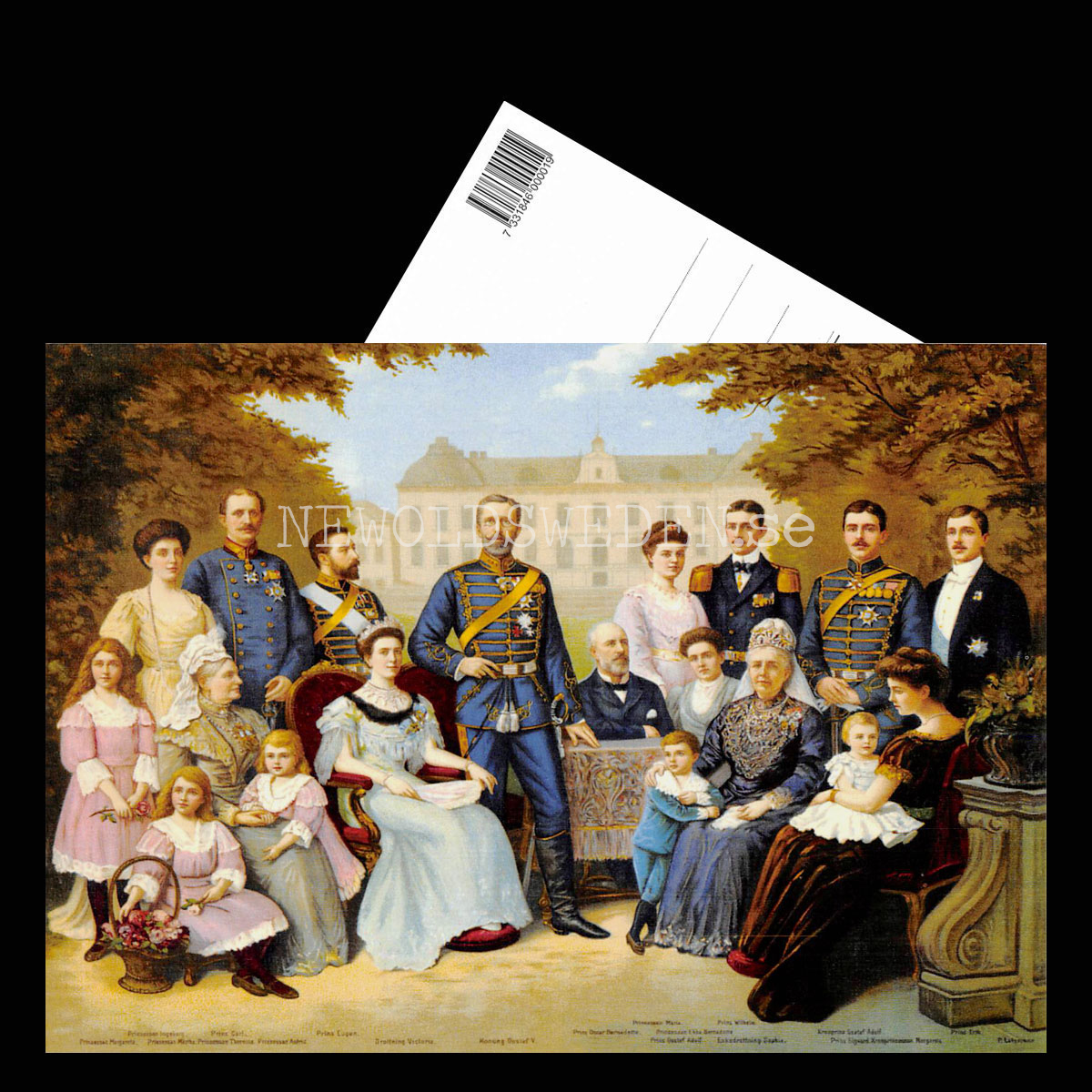 Konung Gustav V med familj, tidigt 1900-tal - Vykort A5 - 3
