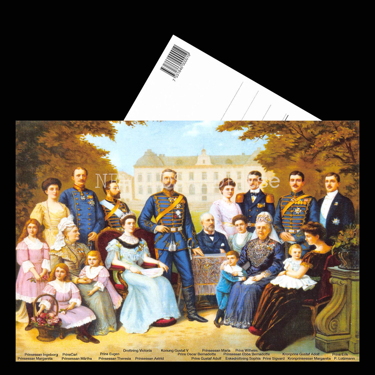 Konung Gustav V med familj, tidigt 1900-tal - Vykort A5 - 3
