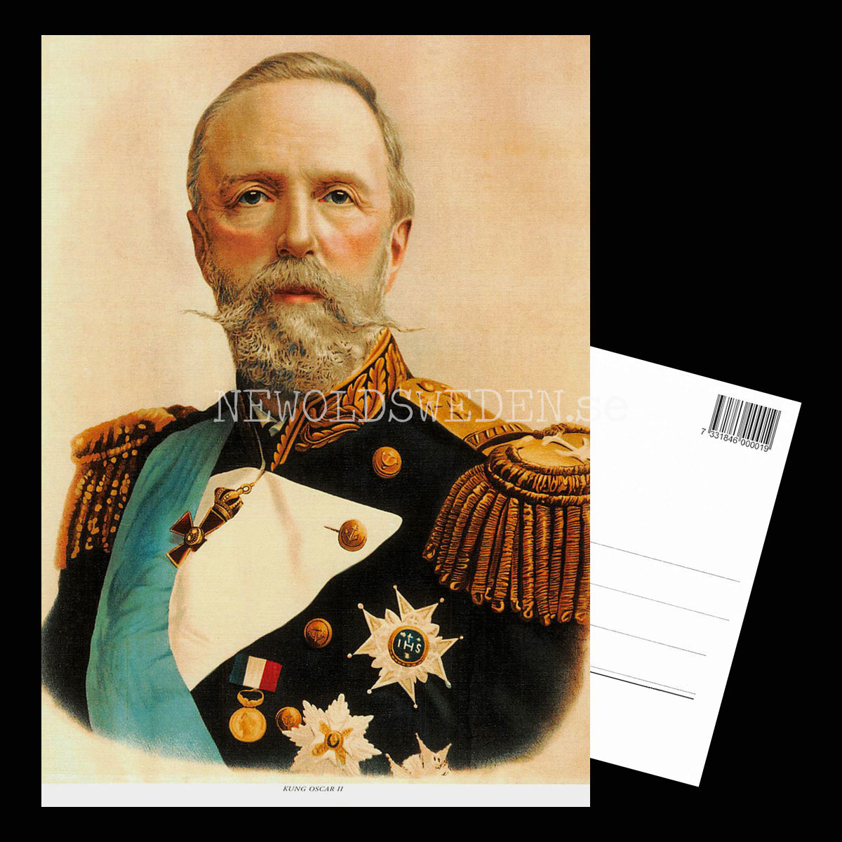 Kung Oscar II 1829-1907 - Vykort A5 - 3