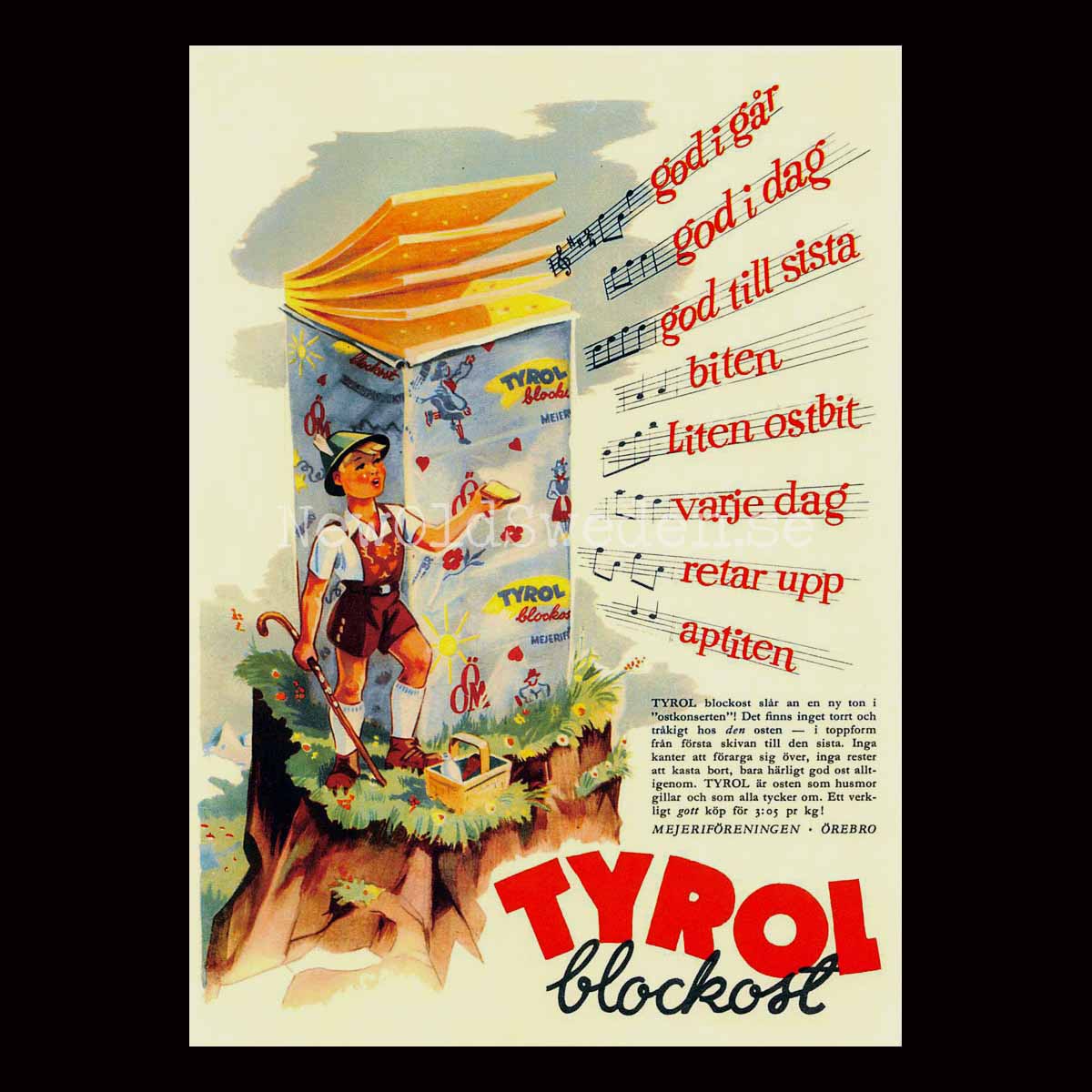 Mejeriföreningen Örebro - Tyrol Blockost - Vykort A5