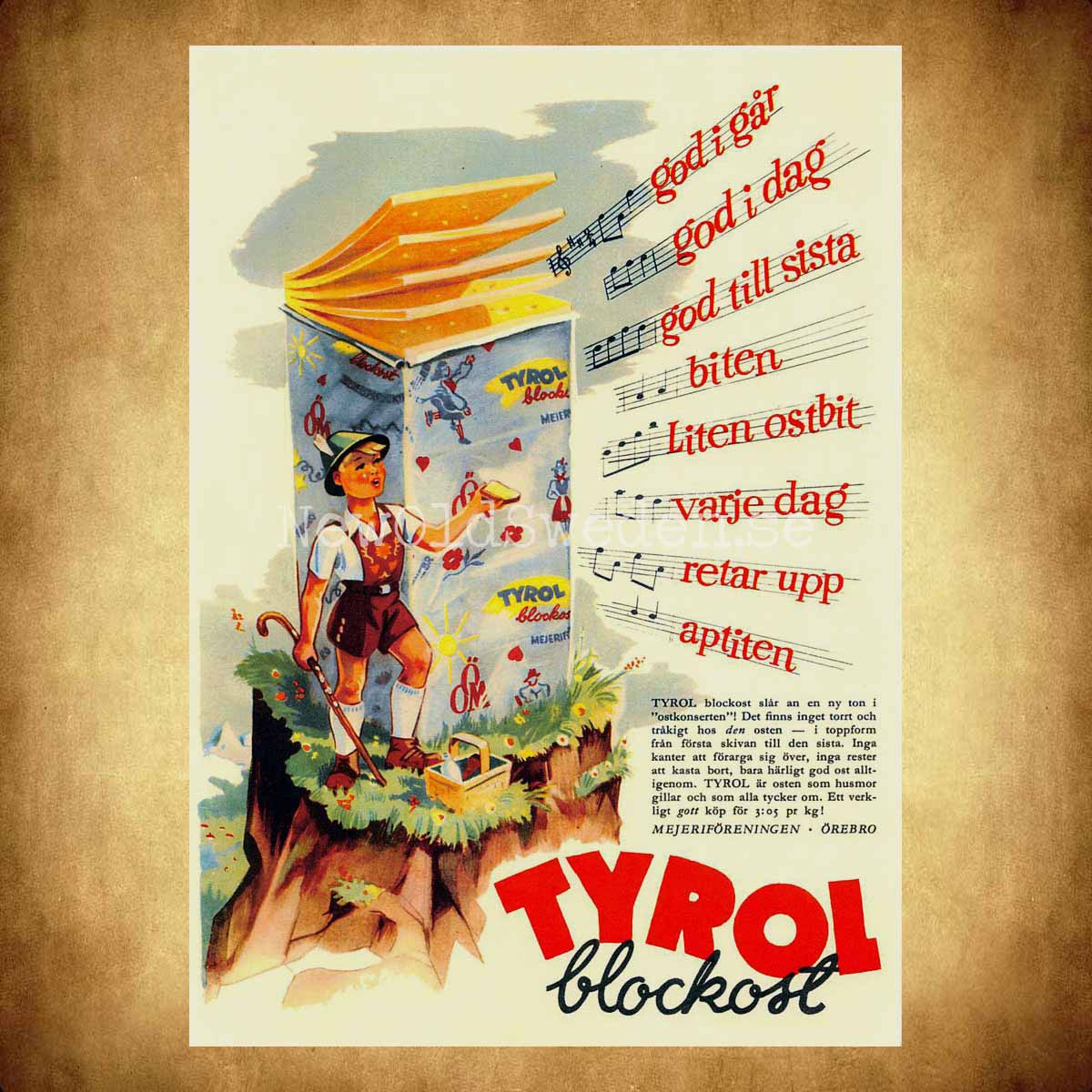 Mejeriföreningen Örebro - Tyrol Blockost - Vykort A5 - 2