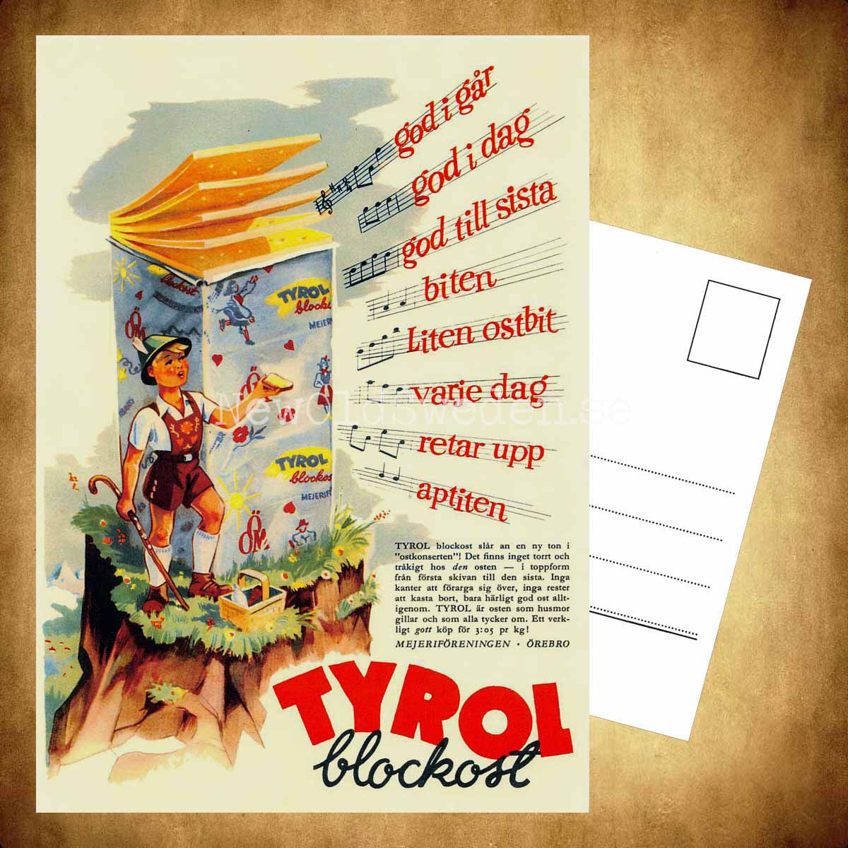 Mejeriföreningen Örebro - Tyrol Blockost - Vykort A5 - 3
