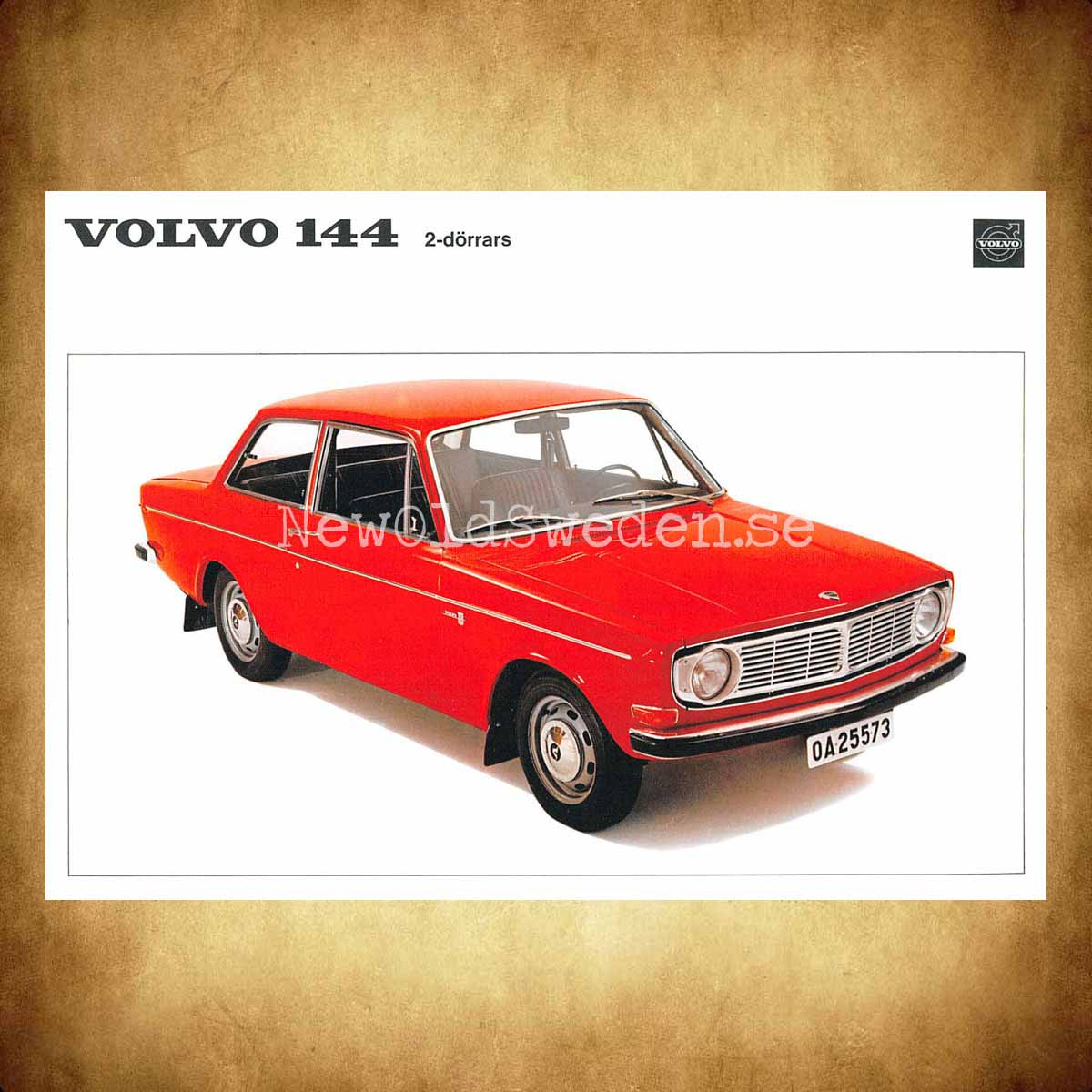 Volvo 144 2-dörrars - Vykort A5 - 2