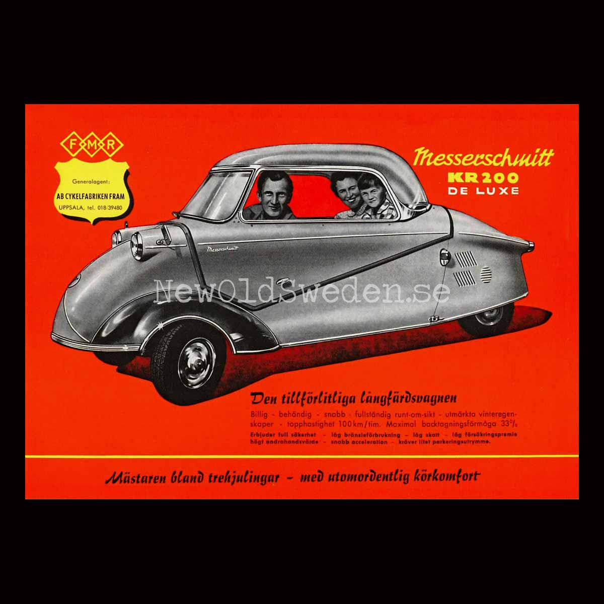 Cykelfabriken FRAM Uppsala - Messerschmitt KR 200 De Luxe - Vykort A5