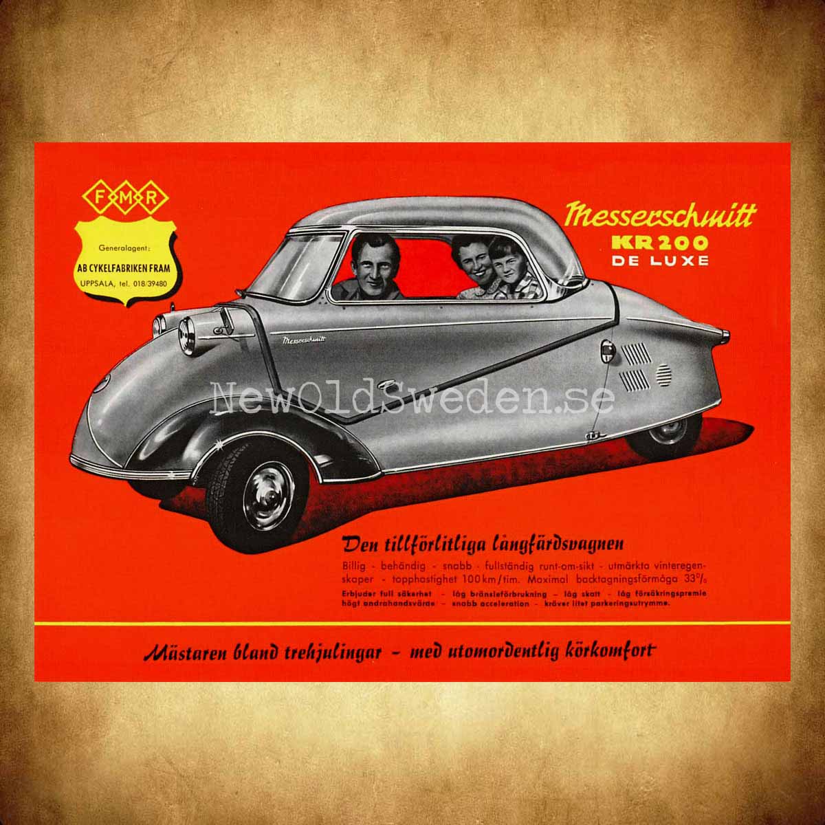 Cykelfabriken FRAM Uppsala - Messerschmitt KR 200 De Luxe - Vykort A5 - 2