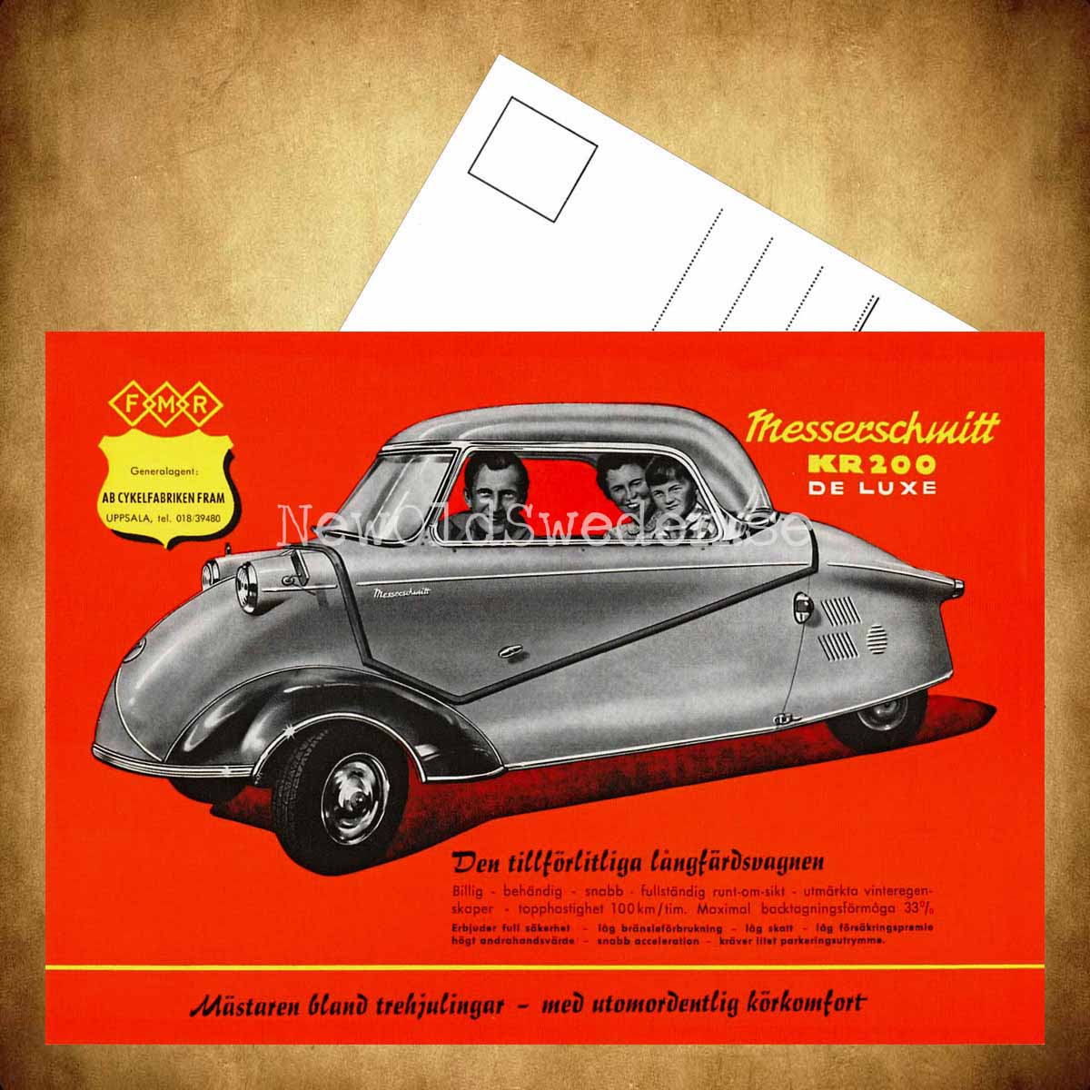 Cykelfabriken FRAM Uppsala - Messerschmitt KR 200 De Luxe - Vykort A5 - 3