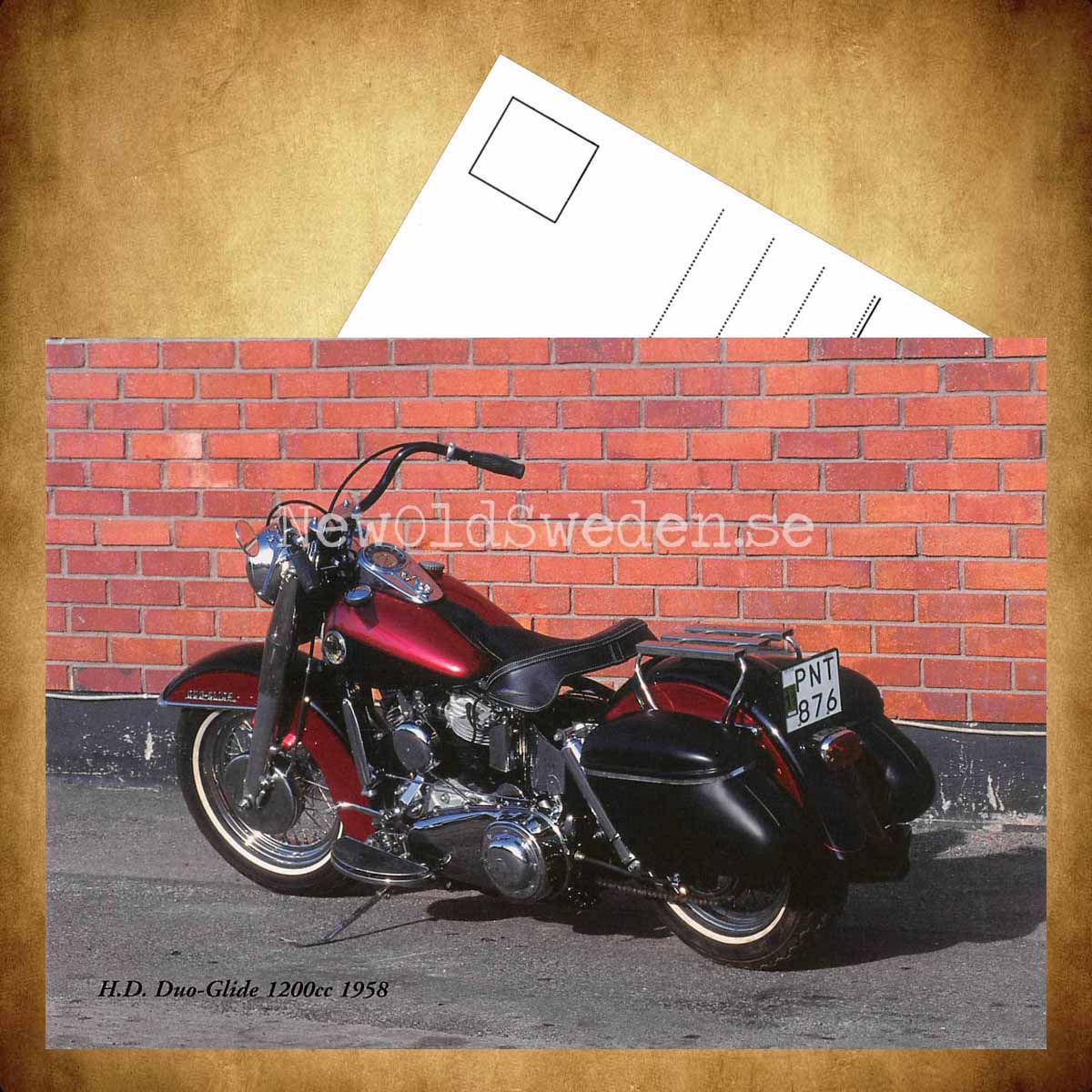 Harley Davidson Duo Glide 1200cc 1958 - Vykort A5 - 3