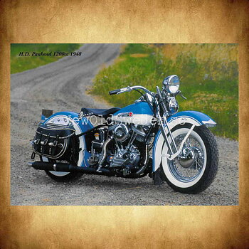 Harley Davidson Panhead 120cc 1948 - Vykort A5
