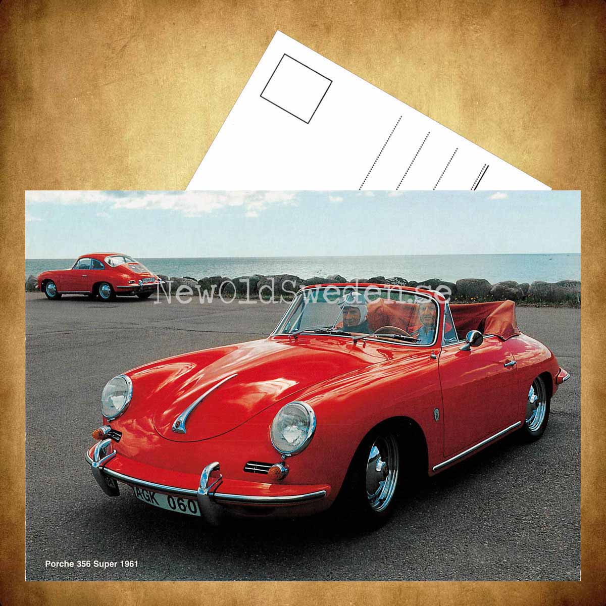 Porsche 356 Super 1961 - Vykort A5 - 3