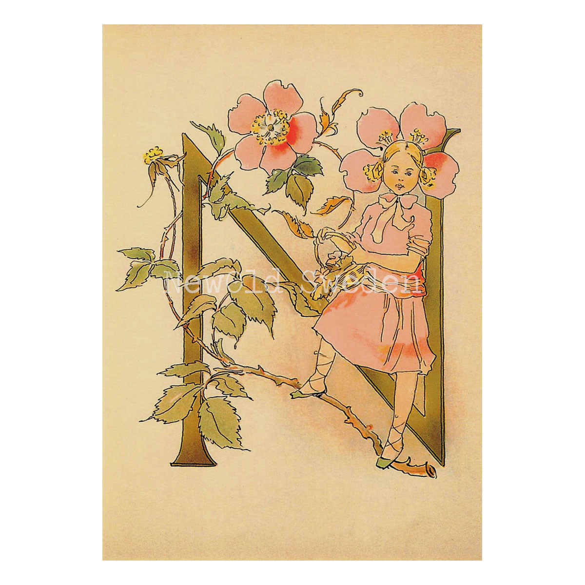 Blomsteralfabetet N - NYPONBLOMMA Ottilia Adelborg - 725 - 3