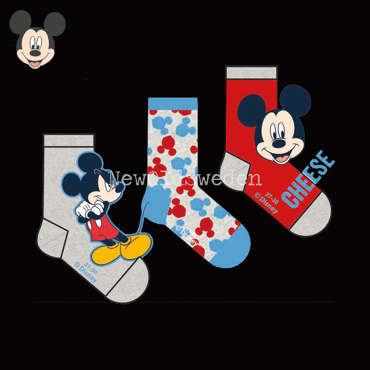 Socka 3-pack Mickey Mouse Stl. 27/30 Disney Originals - 1950