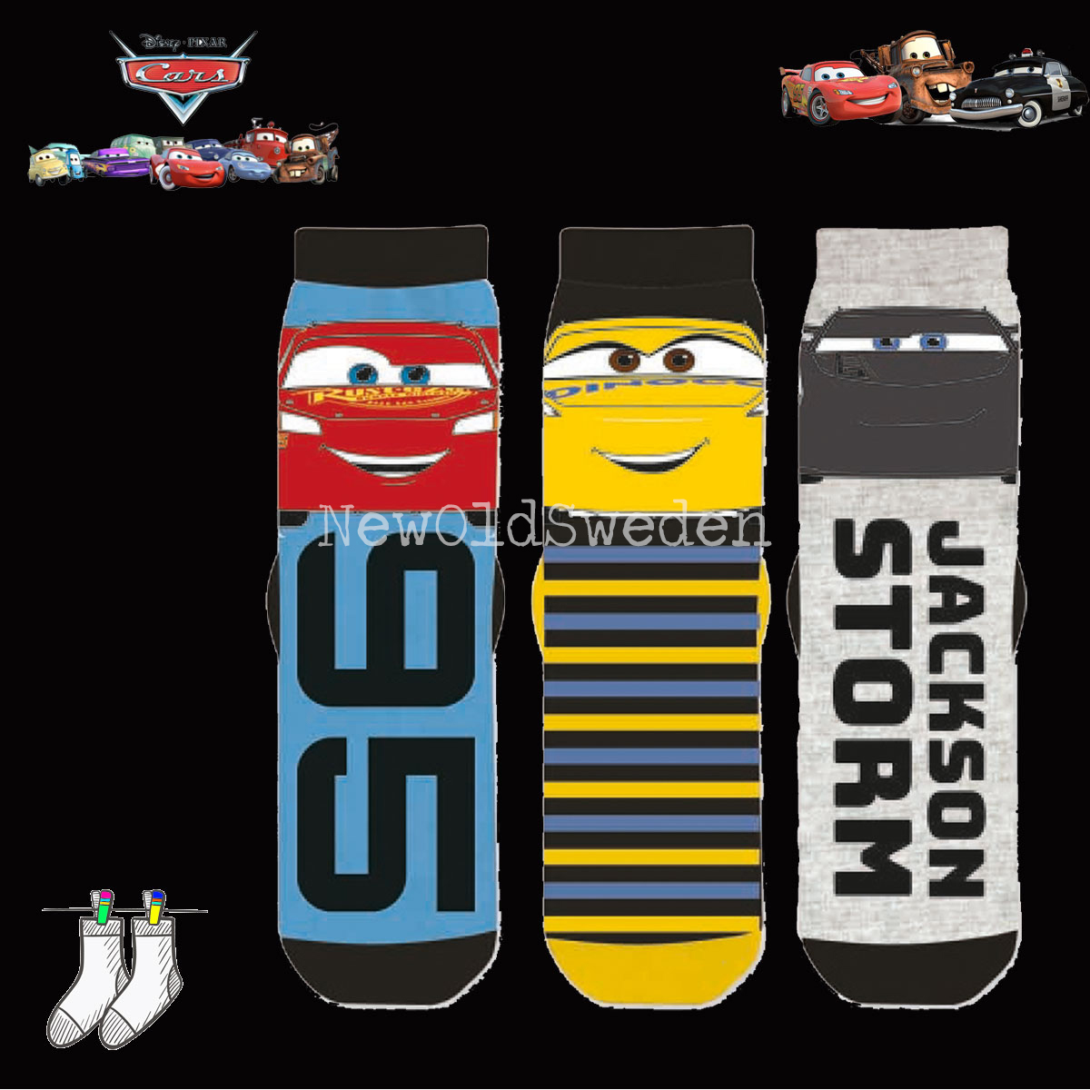 Socka Cars 3-pack - Stl. 27/30 - Disney Originals - 2150