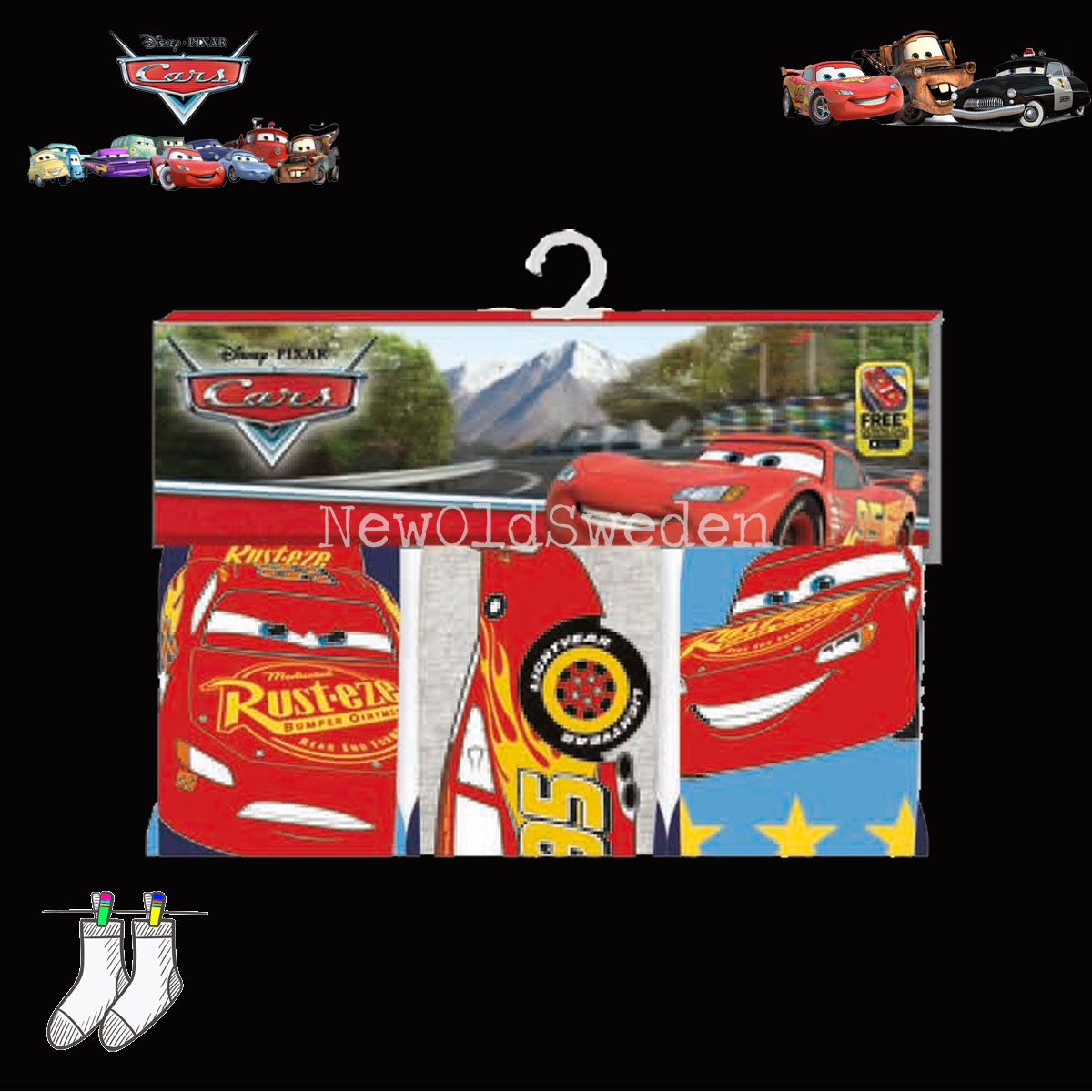 Socka Cars 3-pack - Stl. 31/34 - Disney Originals - 2150 - 5