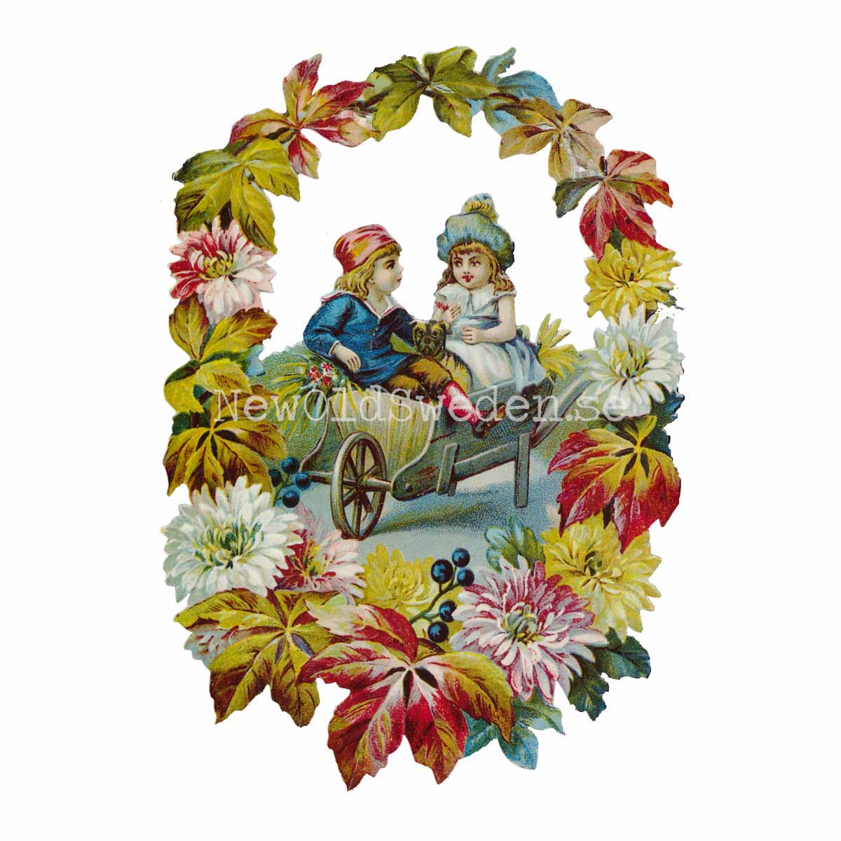 Girdle of Flowers with two Children 12x16.5 cm - Bokmärke © Ernst Freihoff 5006 - 3