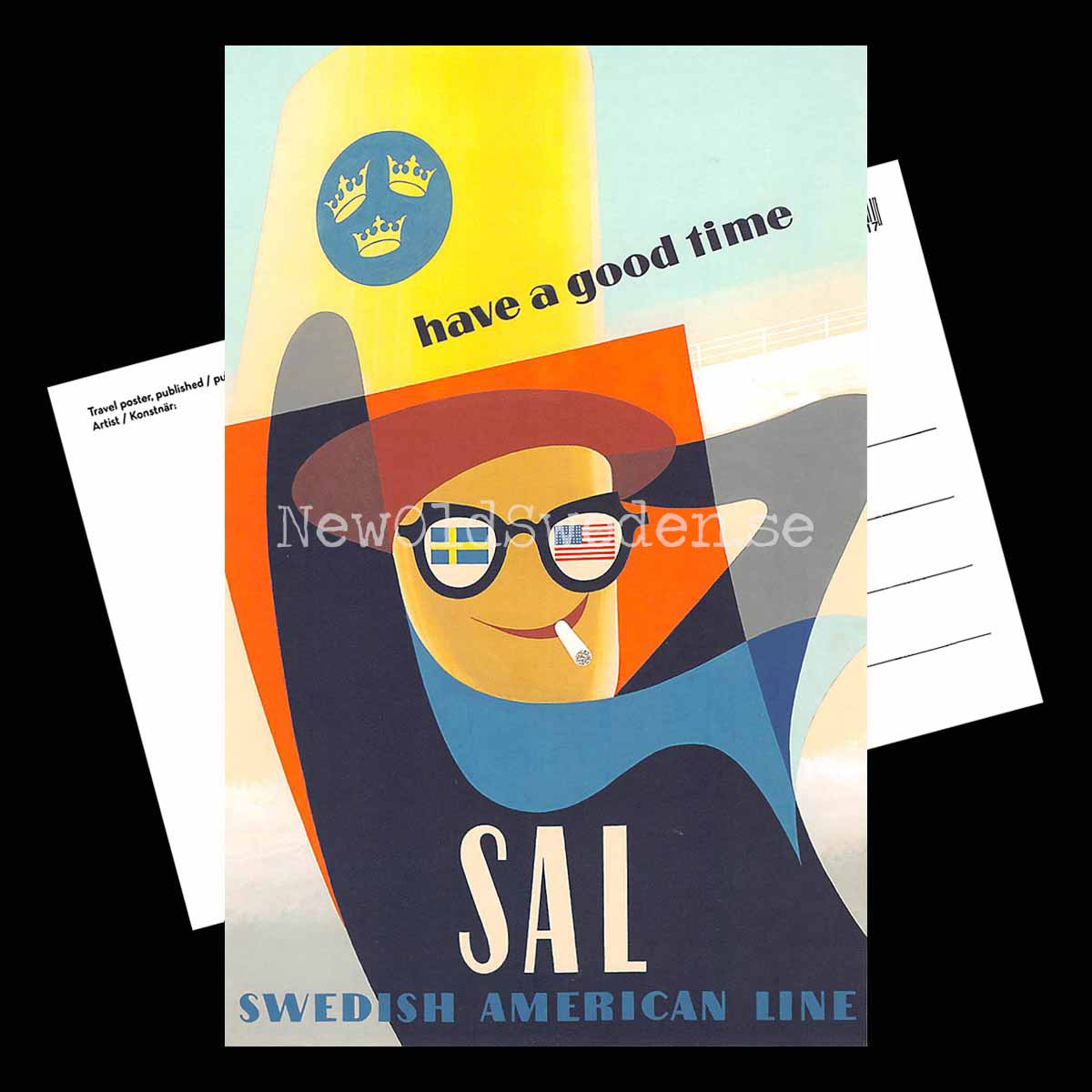 HAVE A GOOD TIME Swedish American Line SAL - 1952 - Vykort 12 x 18 cm - 3
