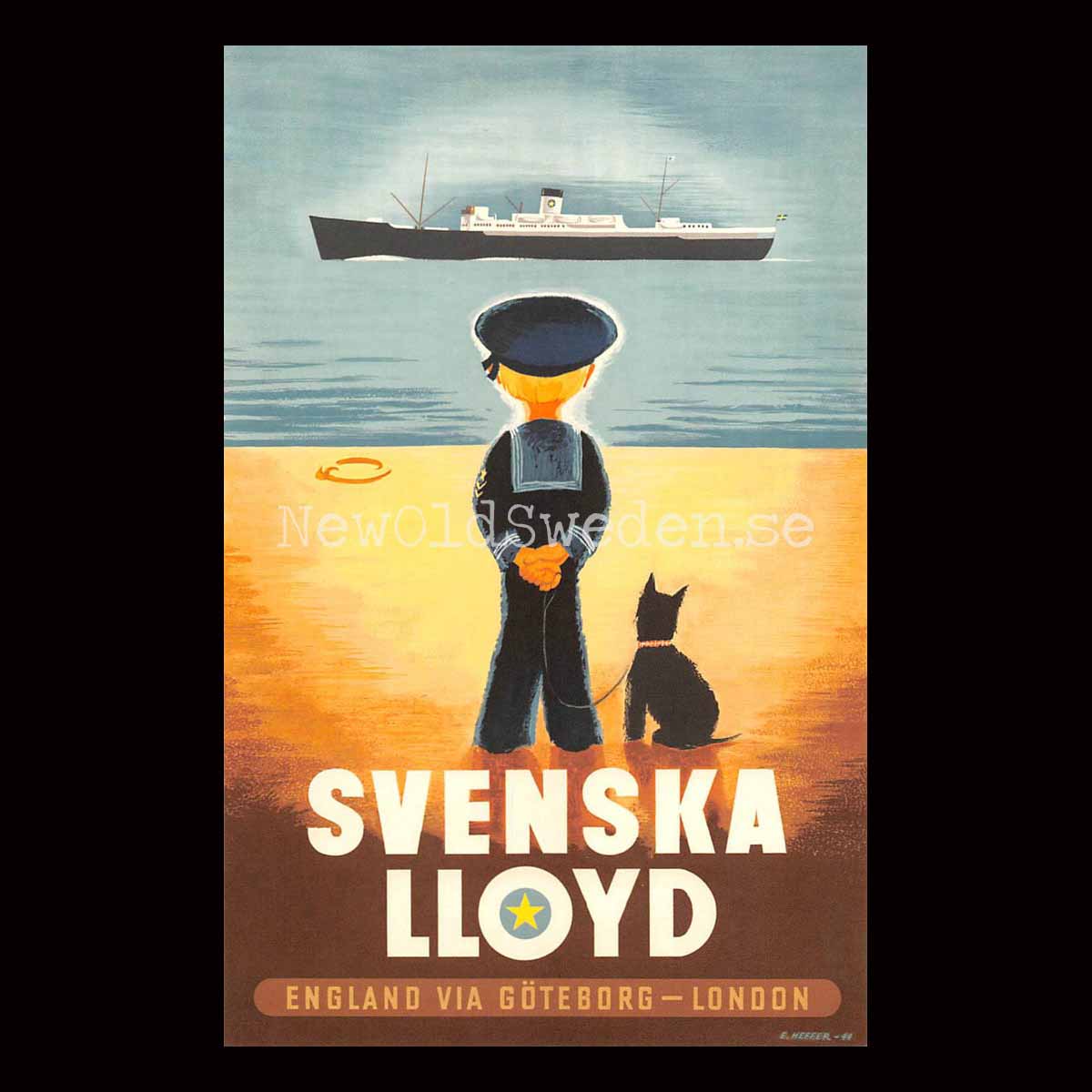 SVENSKA LLOYD - 1944 - Vykort 12 x 18 cm
