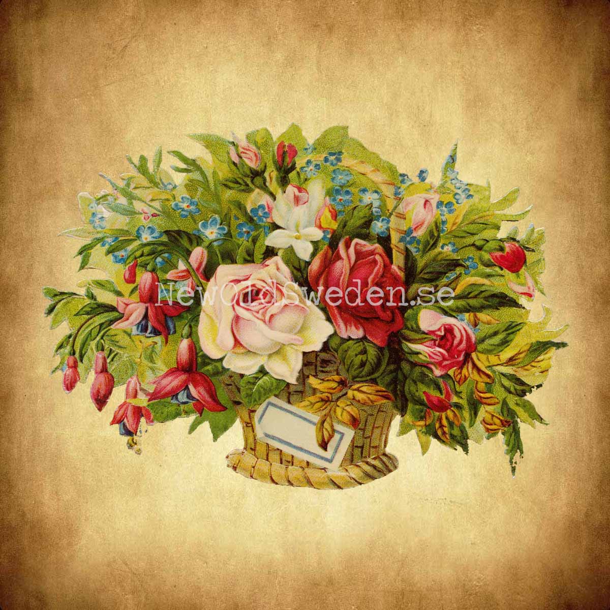 Basket with Flowers 16x11 cm - Bokmärke © Ernst Freihoff 5007 - 2