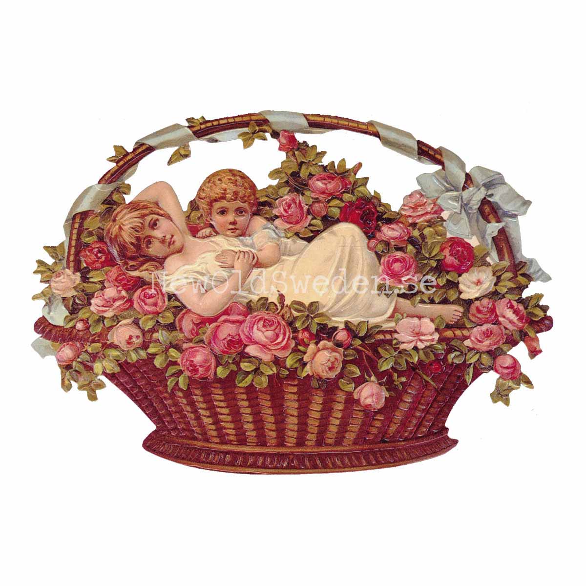 Basket with Flowers and Children 16x11.5 cm - Bokmärke © Ernst Freihoff 5028 - 3