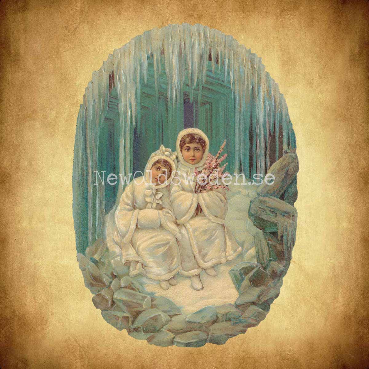 Children in Ice Cave 11x16 cm - Bokmärke © Ernst Freihoff 5035 - 2