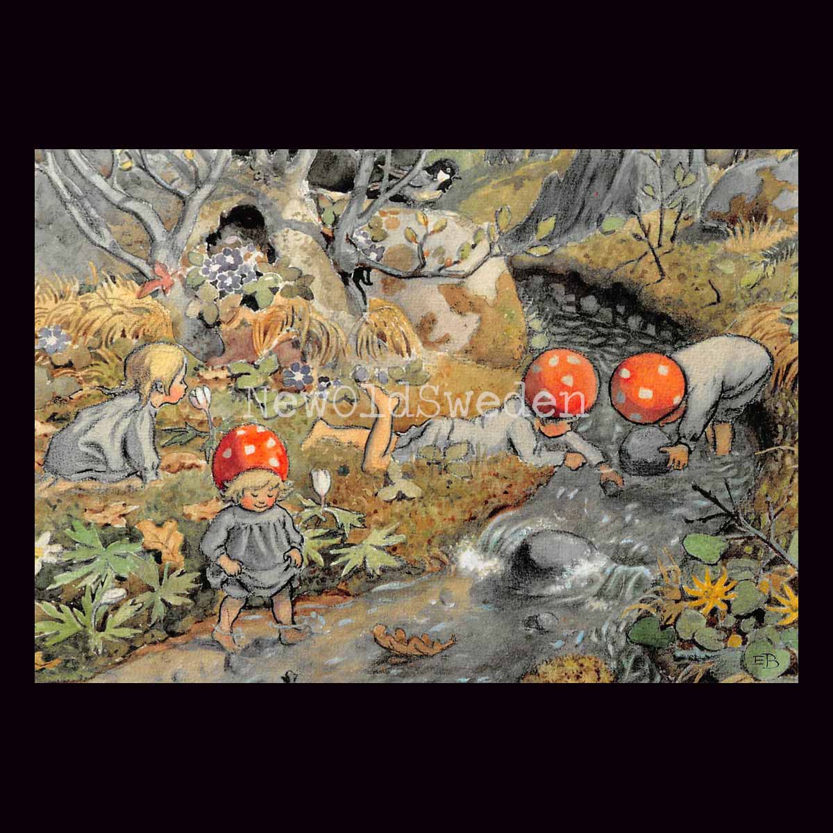Tomtebobarnen vårbäcken 1910 - Elsa Beskow - 600