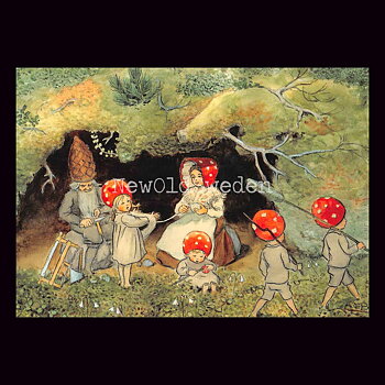 Tomtebobarnen Hemma 1910 Elsa Beskow - Vykort A6 - 700