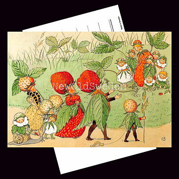 Jordgubbsfamiljen - Elsa Beskow - Vykort A6 - 600