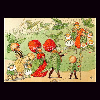 Jordgubbsfamiljen - Elsa Beskow - Vykort A6 - 600