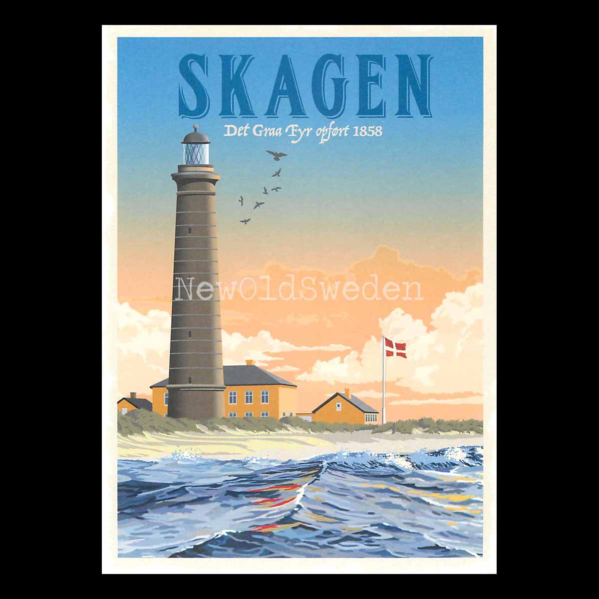 SKAGEN DET GRAA FYR 1858 - Vykort 13 x 18 cm - ThomasO - 550