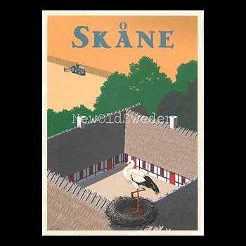 SKÅNE STORK GRÅLLE - Vykort 13 x 18 cm - ThomasO - 552