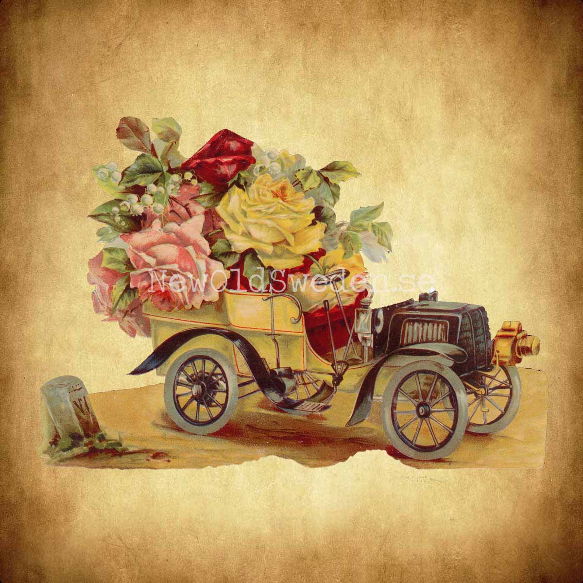 Flower Car 16.5x11.5 cm - Bokmärke © Ernst Freihoff 5039 - 2