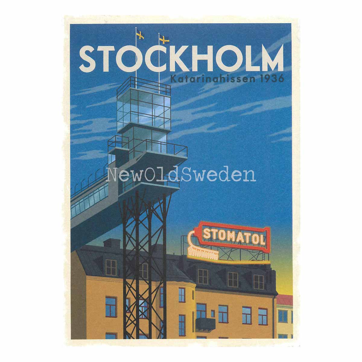 STOCKHOLM KATARINAHISSEN 1936 - Vykort 13 x 18 cm - ThomasO - 552 - 3