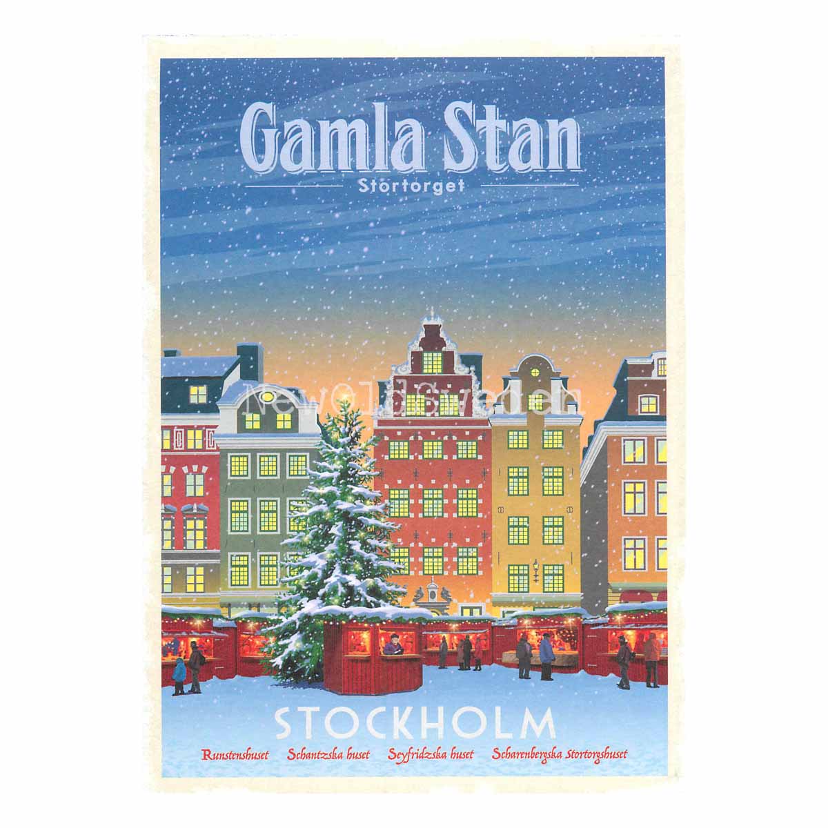 STOCKHOLM GAMLA STAN STORTOGET VINTER - Vykort 13 x 18 cm - ThomasO - 552 - 3