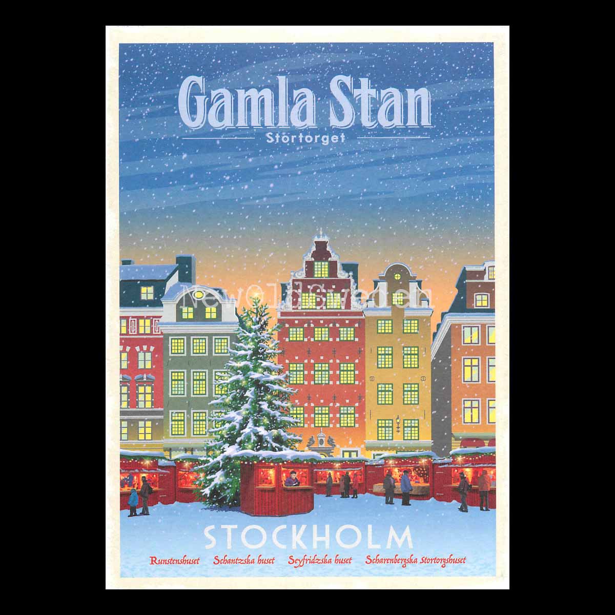 STOCKHOLM GAMLA STAN STORTOGET VINTER - Vykort 13 x 18 cm - ThomasO - 552