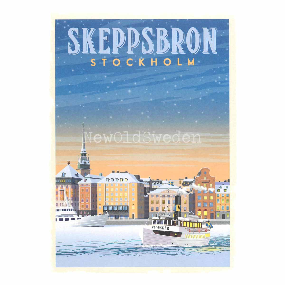 STOCKHOLM SKEPPSBRON VINTER - Vykort 13 x 18 cm - ThomasO - 552 - 3
