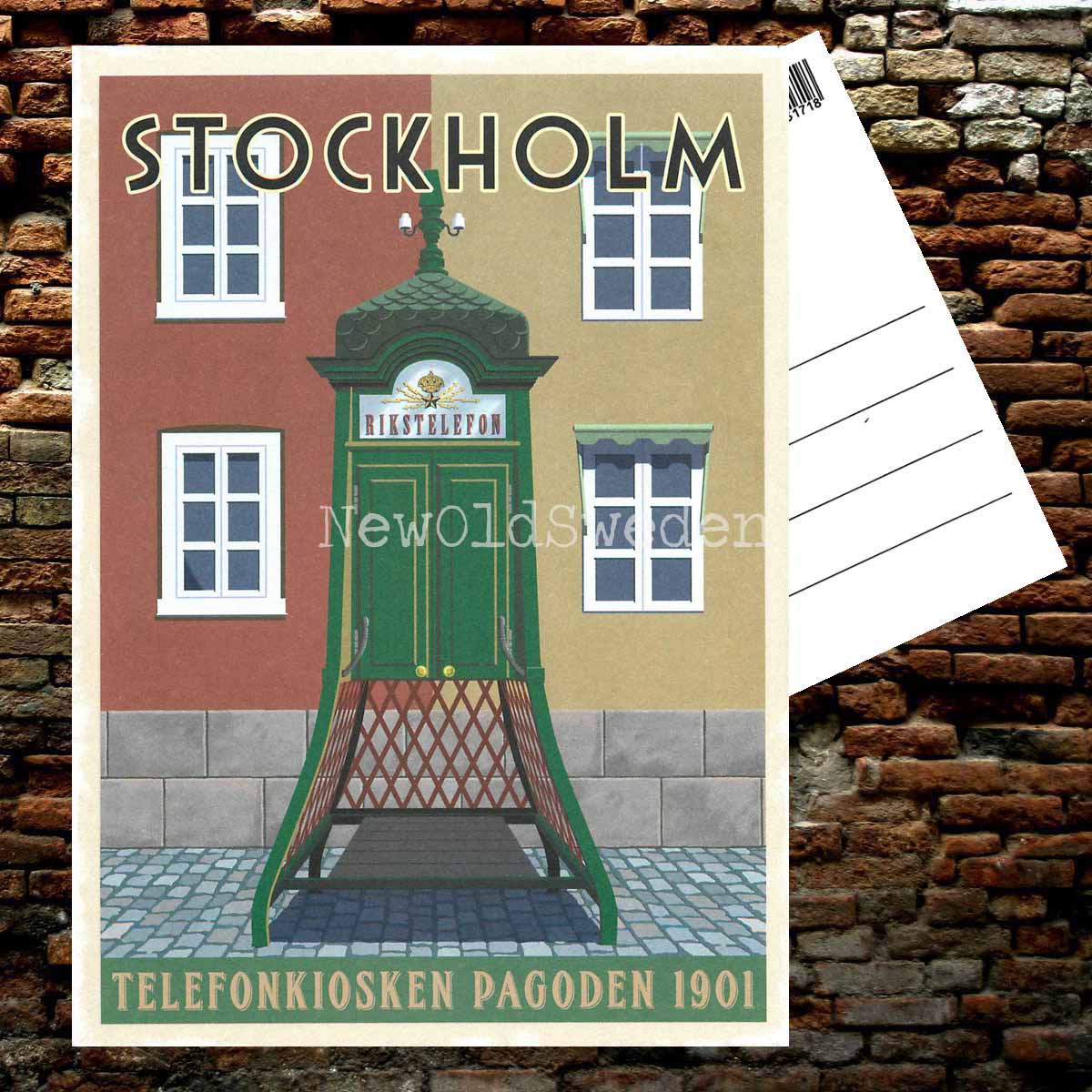 STOCKHOLM TELEFONKIOSKEN PAGODEN 1901 - Vykort 13 x 18 cm - ThomasO - 552 - 2