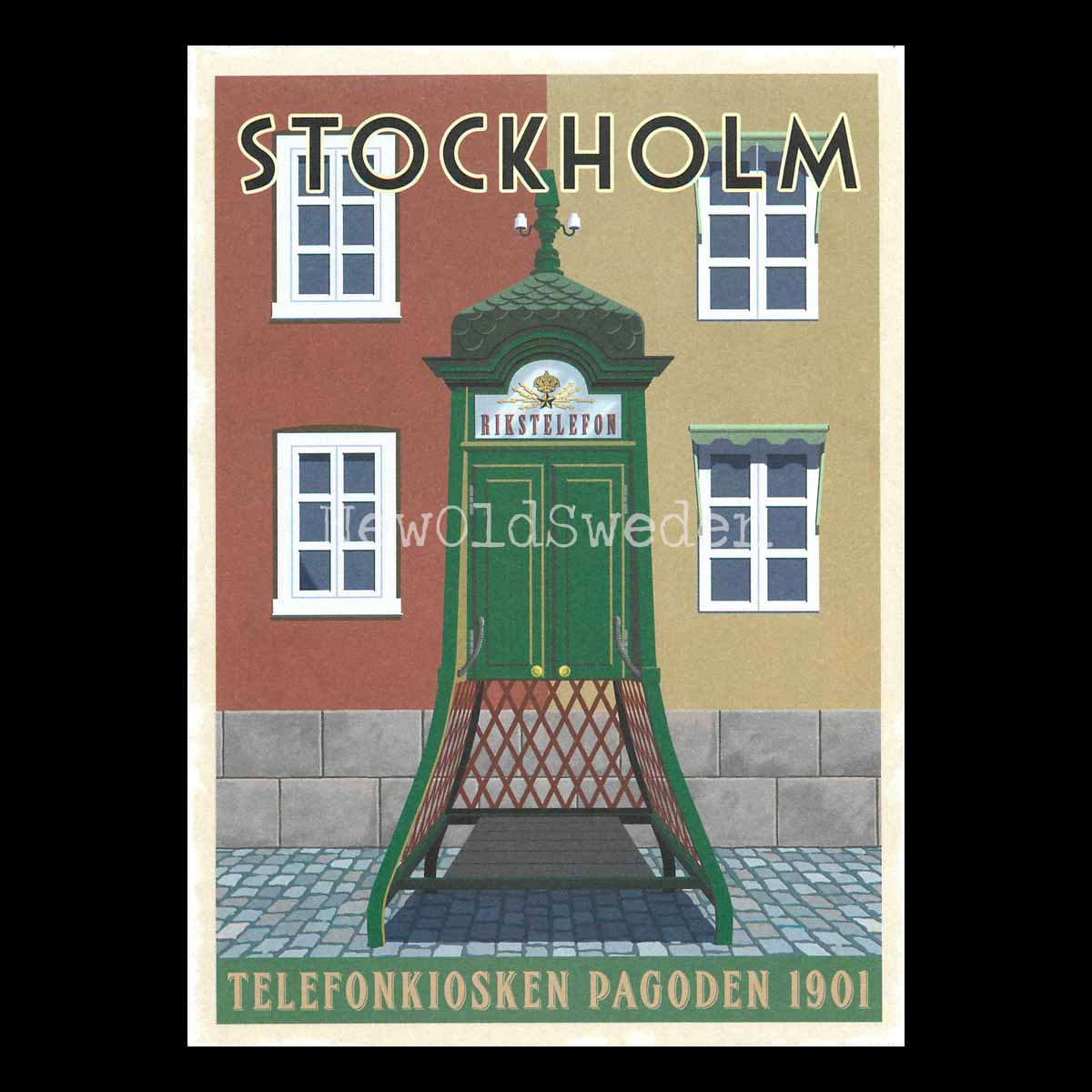 STOCKHOLM TELEFONKIOSKEN PAGODEN 1901 - Vykort 13 x 18 cm - ThomasO - 552