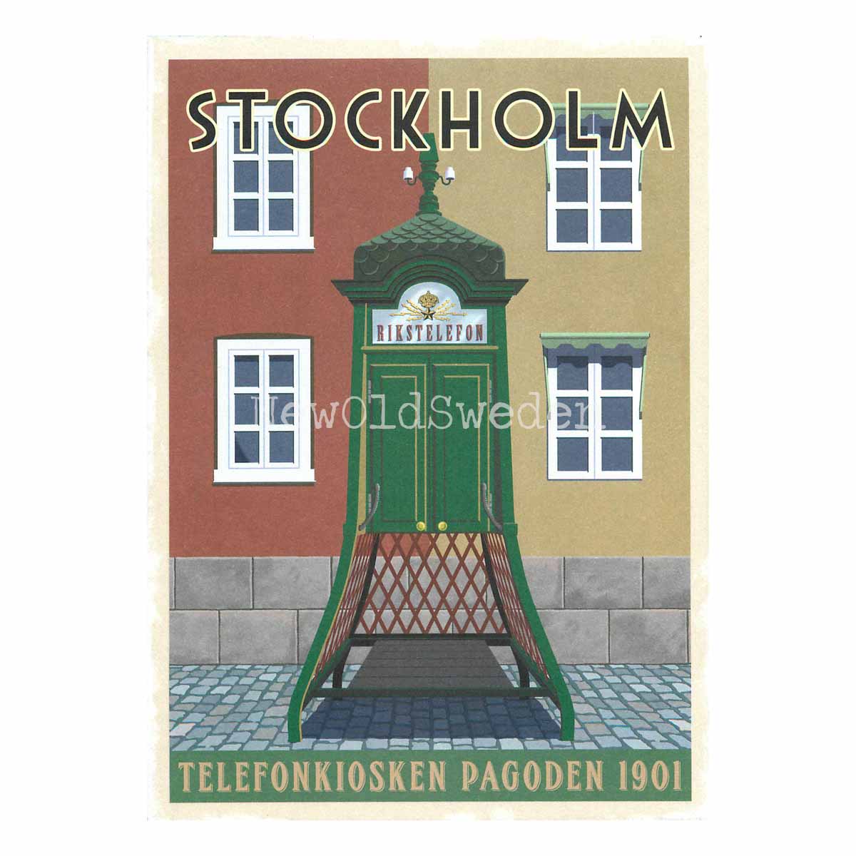 STOCKHOLM TELEFONKIOSKEN PAGODEN 1901 - Vykort 13 x 18 cm - ThomasO - 552 - 3