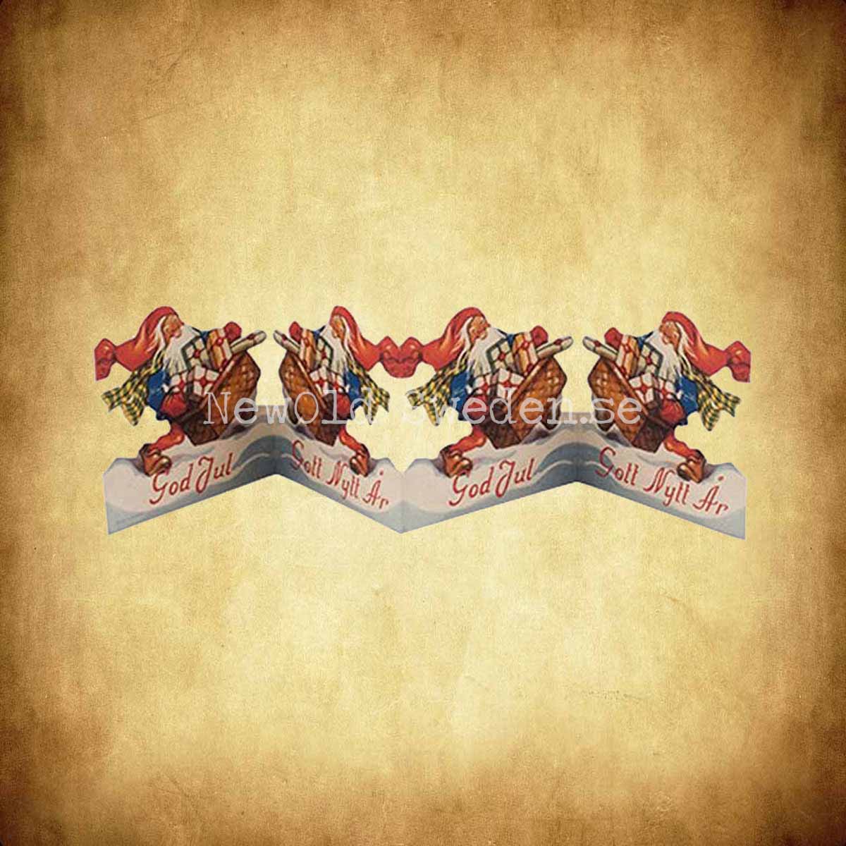 Pappersrad Tomte med julklappar 11 x 70 cm - R13 - 2