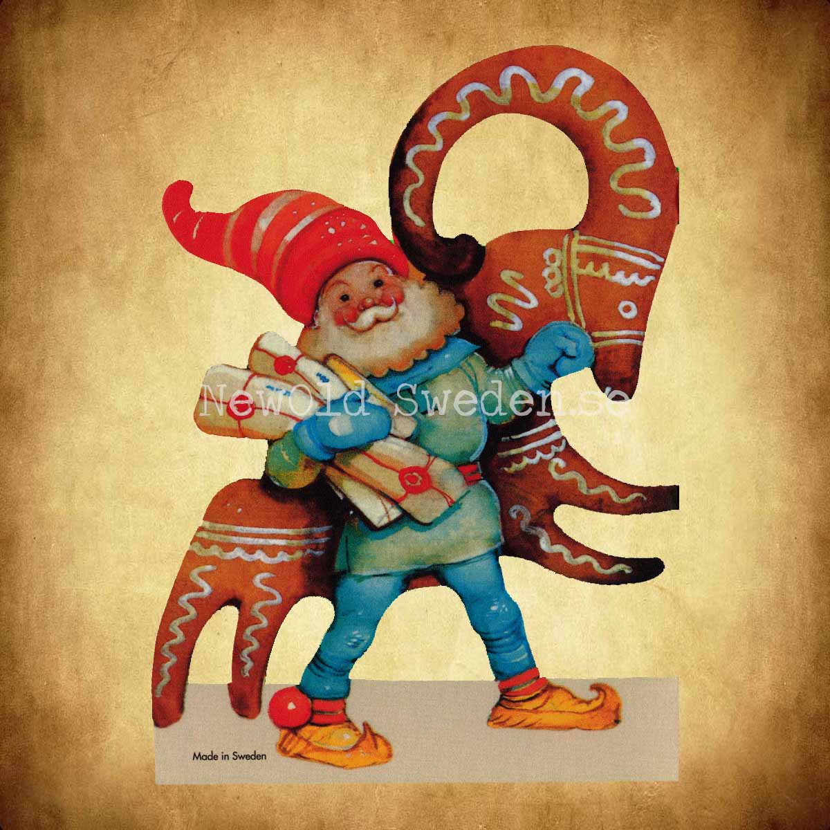Pappersrad Tomte och Pepparkaksbock 7 x 34 cm - R05