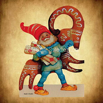 Pappersrad Tomte och Pepparkaksbock 7 x 34 cm - R05