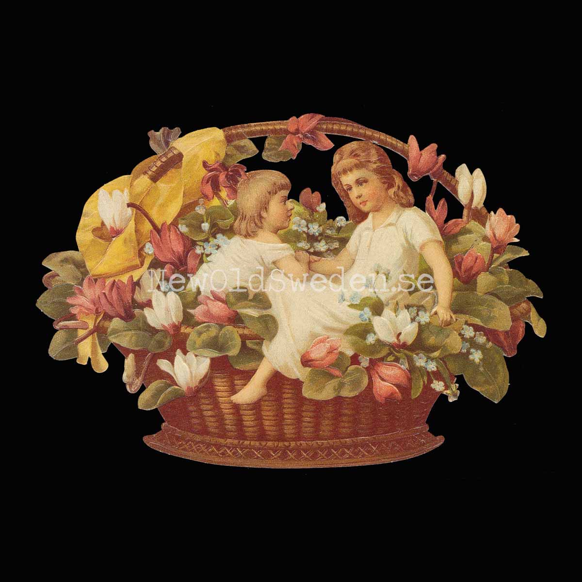 Basket with Children 11.5x16.5 cm - Bokmärke © Ernst Freihoff 5042