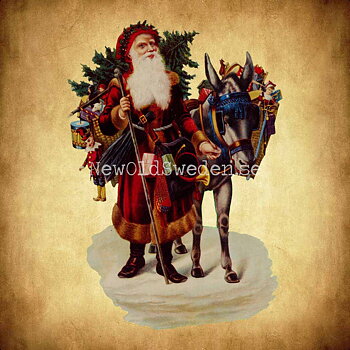 Santa with donkey 11.5x16 cm - Bokmärke © Ernst Freihoff 5049
