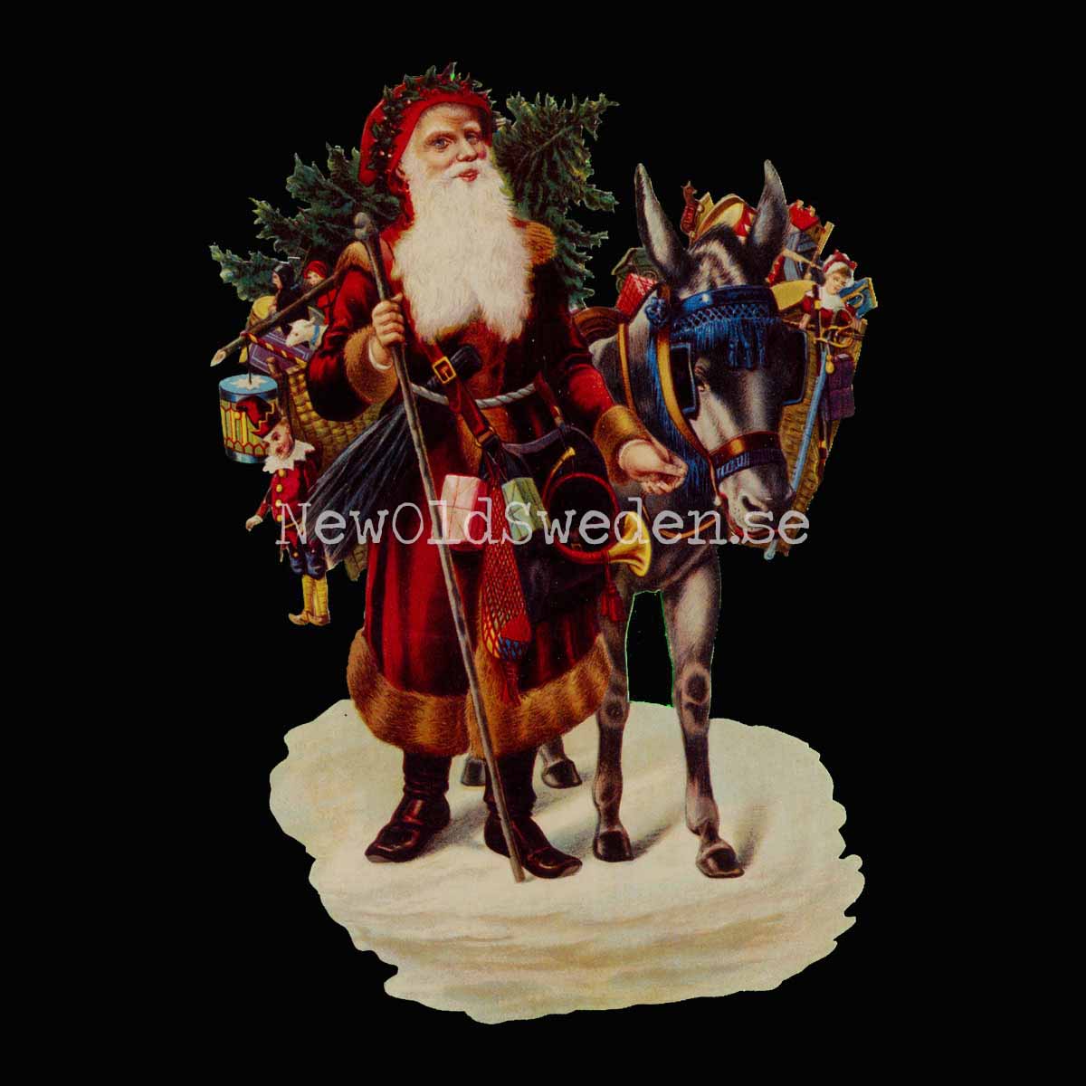 Santa with donkey 11.5x16 cm - Bokmärke © Ernst Freihoff 5049