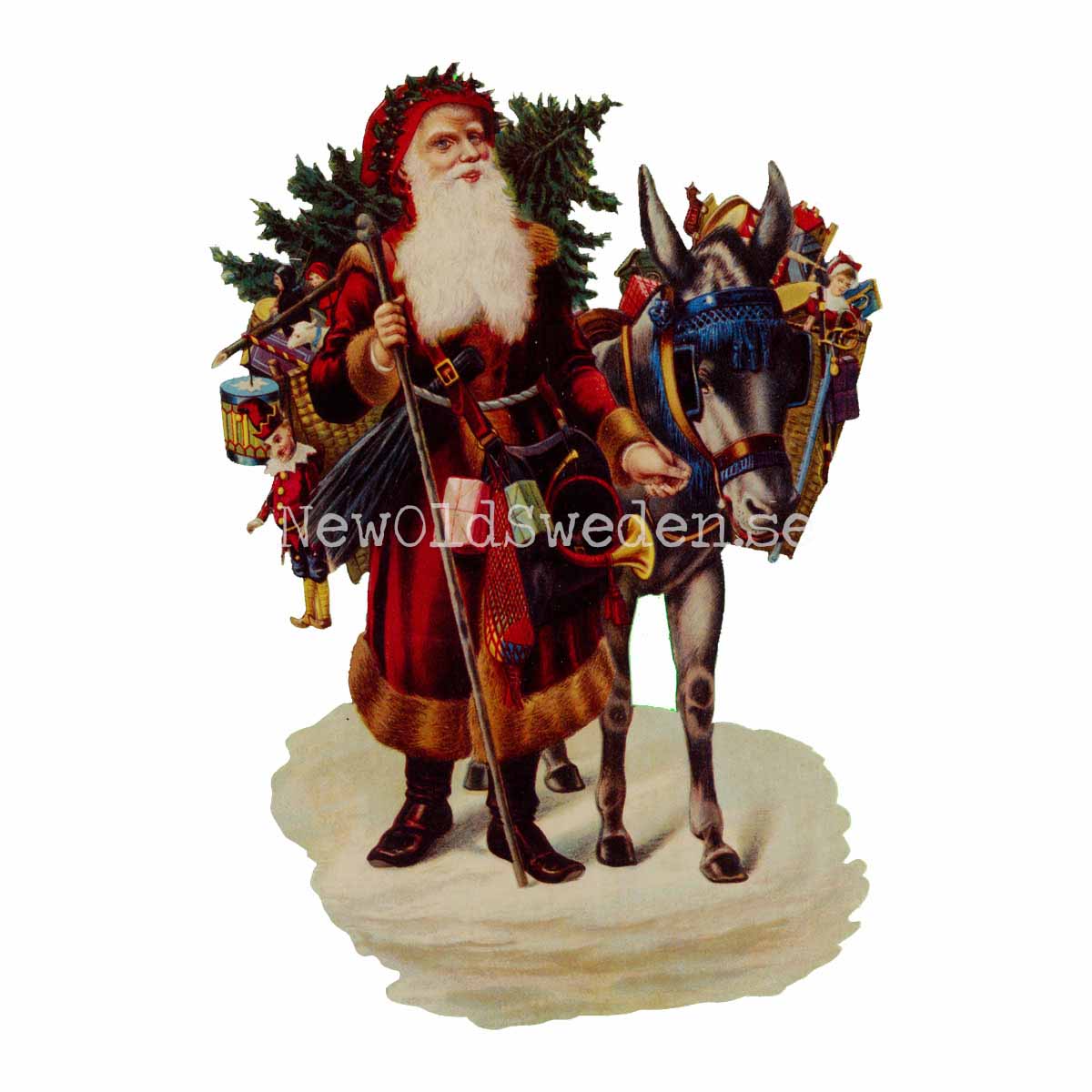 Santa with donkey 11.5x16 cm - Bokmärke © Ernst Freihoff 5049 - 3