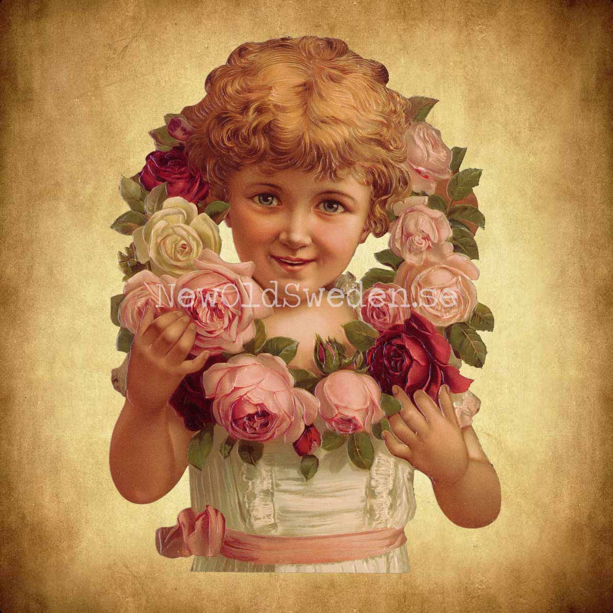 Boy with Floral Wreath 11x16.5 cm - Bokmärke © Ernst Freihoff 5056 - 2